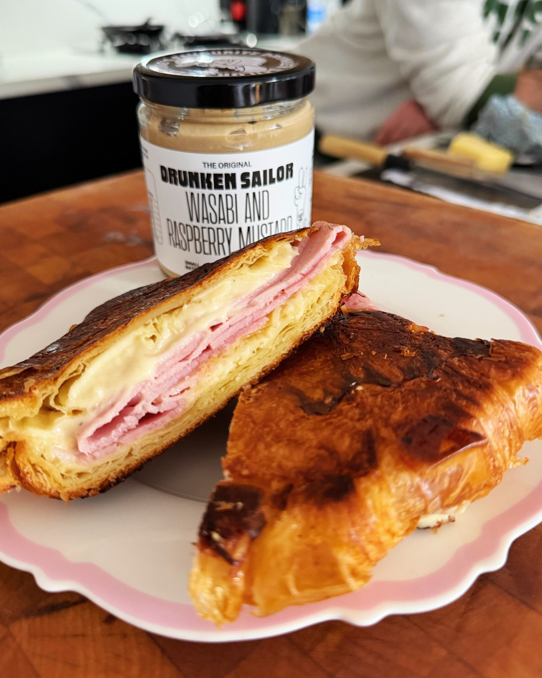 Croque Croissant with Drunken Sailor Wasabi & Raspberry Mustard