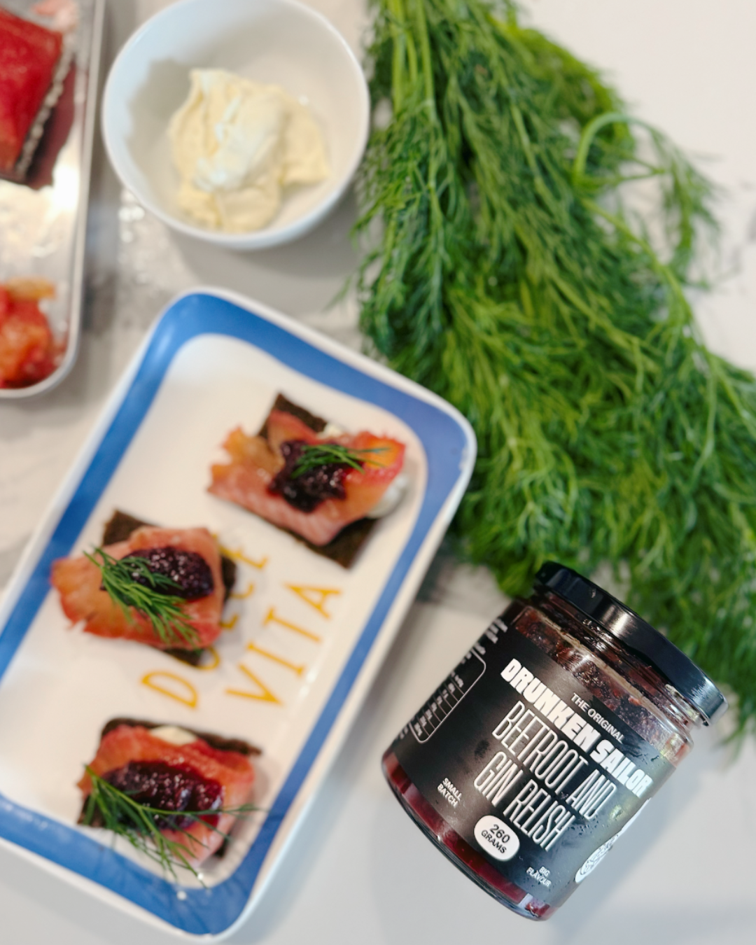 Beetroot & Gin cured salmon appetisers