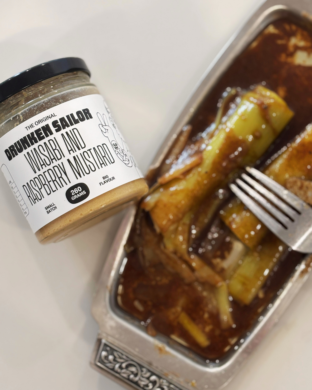 Roasted Leeks with Wasabi & Raspberry Vinaigrette Dressing