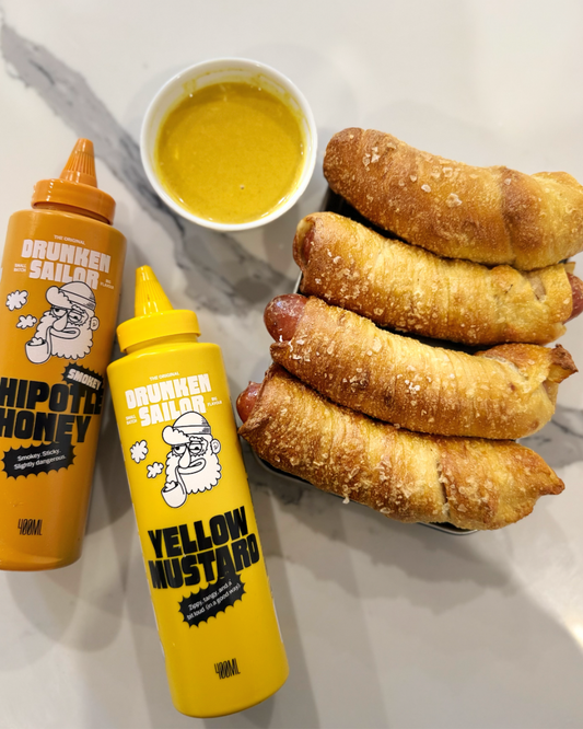 Footy Feast 🏉 Pretzel Covered Big Cheese Kransky