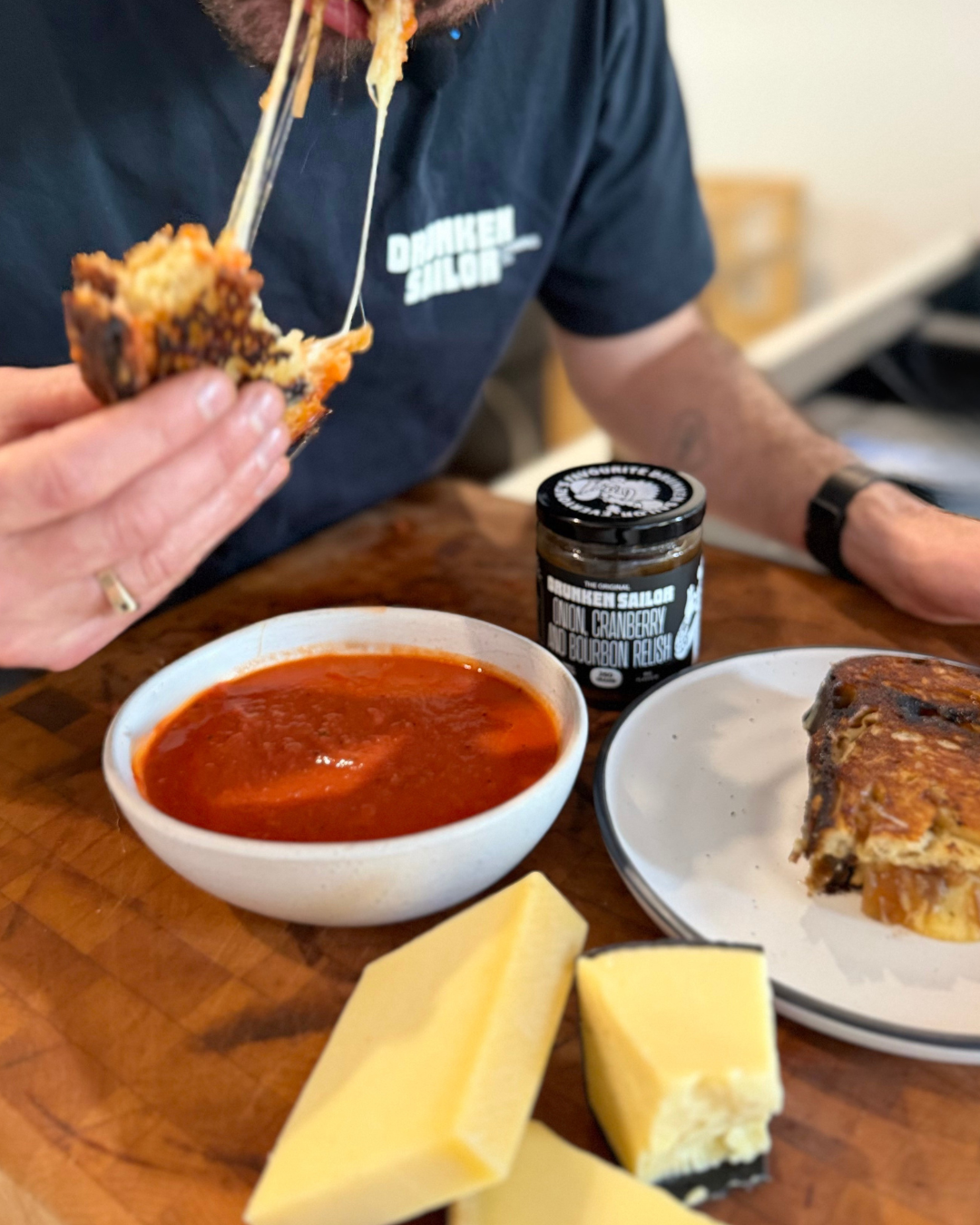 3 Cheese Toastie with Onion, Bourbon & Cranberry relish