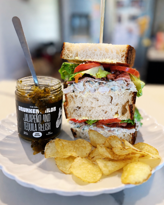 Chicken BLT Sanga with Jalapeno & Tequila Relish